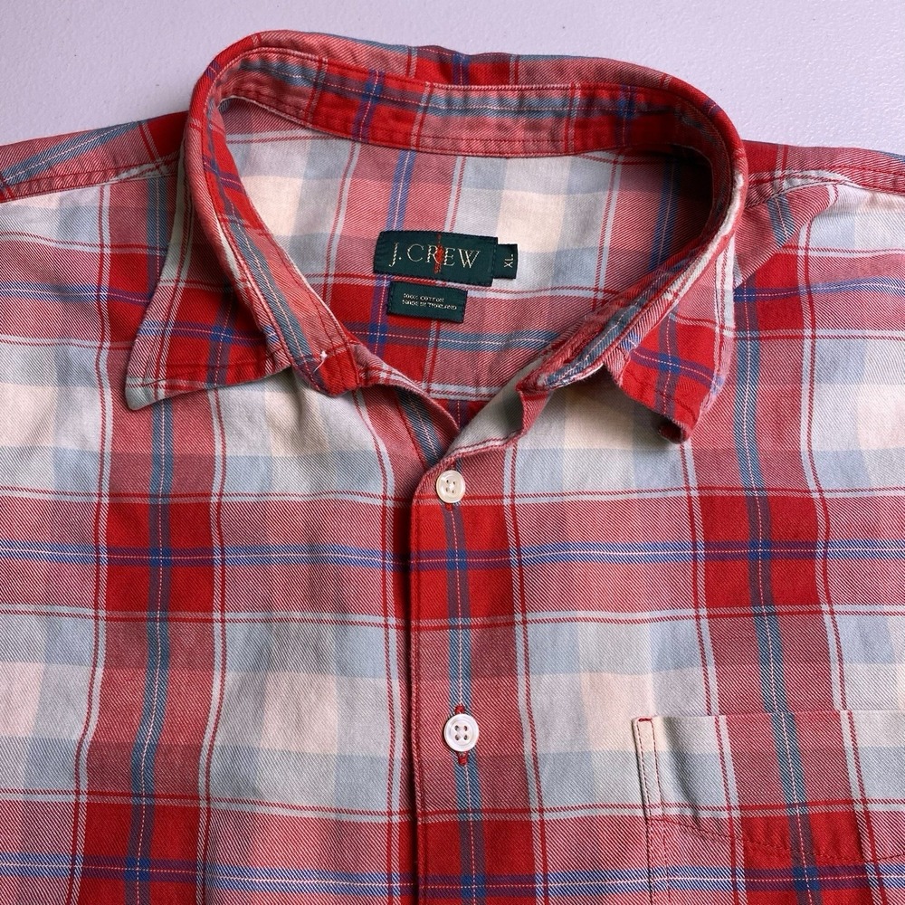 90s J Crew Oarsman Shirt XL Mens L/S Button Up Multicolor Plaid Grunge VGUC
